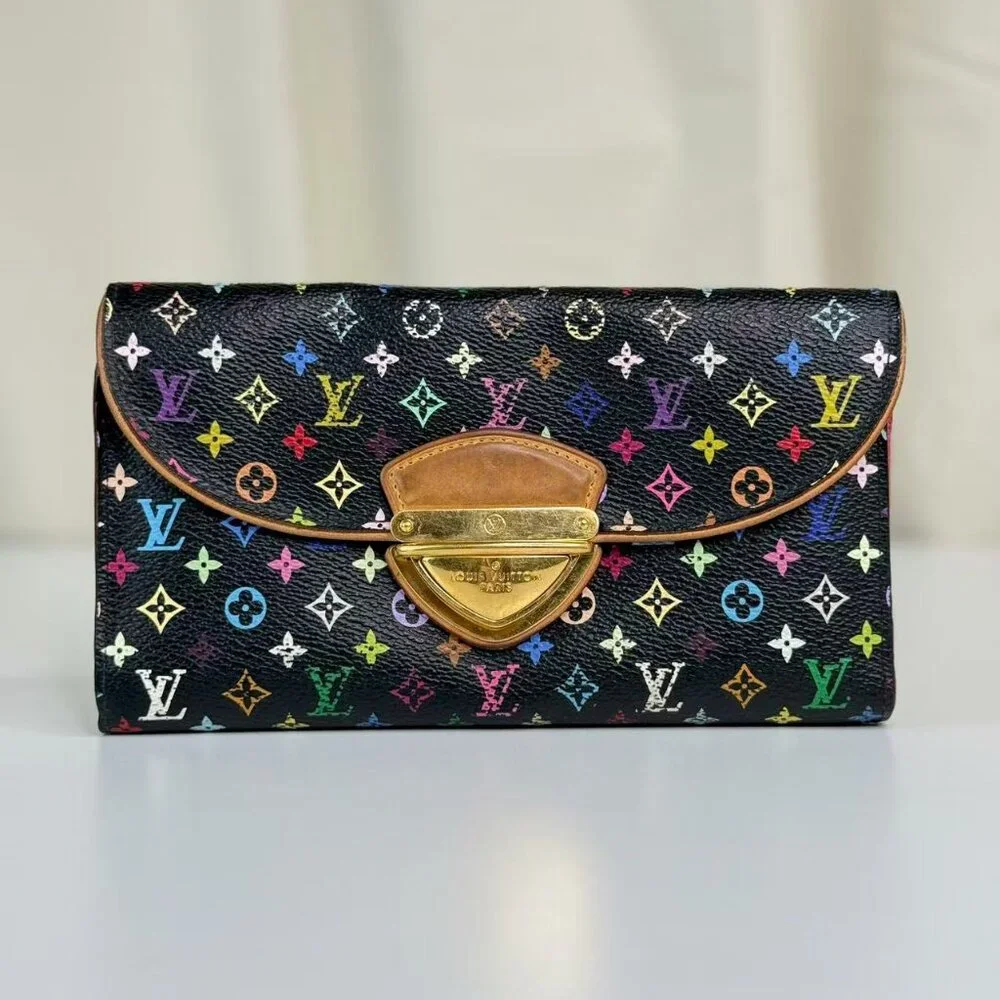 Louis Vuitton Black Multicolor Wallet with Colorful Monogram Design